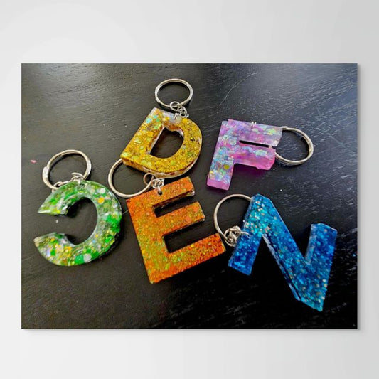Retro 80s Handmade Glitter Keyring